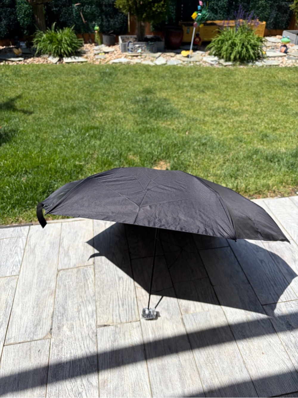 Black Compact Travel Umbrella - Lightweight Foldable Sun & Rain Protection